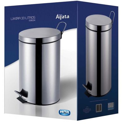 Lixeira M Mor Agata 8224 em Aço 20 LT Prata