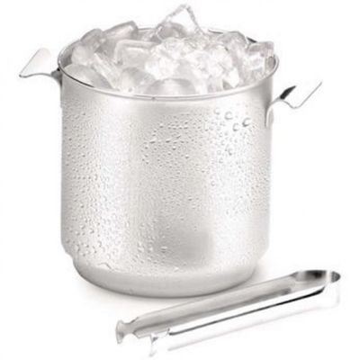 Balde para Gelo com Pinça Forma Bartender em Aço Inox - 3 L Inox