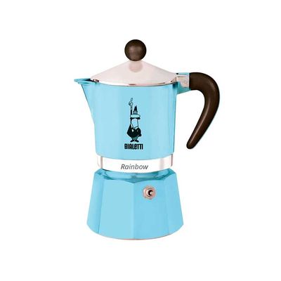 Cafeteira Italiana Bialetti Rainbow em Alumínio 3 Xícaras Azul