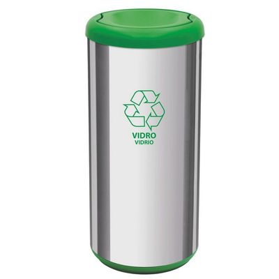 Lixeira Cápsula Tramontina 40 Litros com Tampa Basculante Selecta Plus 94539/205 Inox com Verde