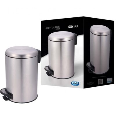 Lixeira M Mor com Pedal Safira 8228 em Aço Inox 12 L Prata
