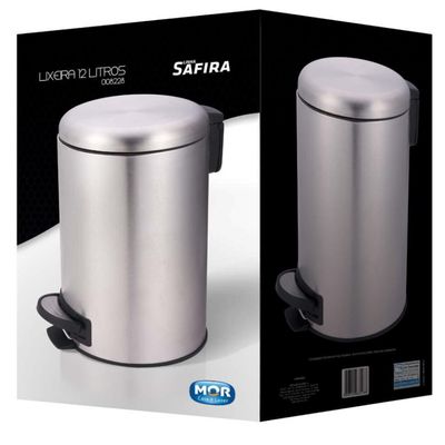 Lixeira M Mor com Pedal Safira 8228 em Aço Inox 12 L Prata