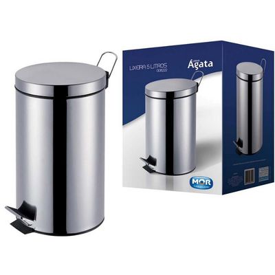 Lixeira M Mor Agata 8222 em Aço 5 LT Prata