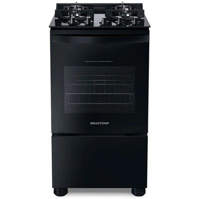 Fogão 4 Bocas Automático BFO4VAE Mesa de Vidro Temperado Brastemp Preto / Bivolt