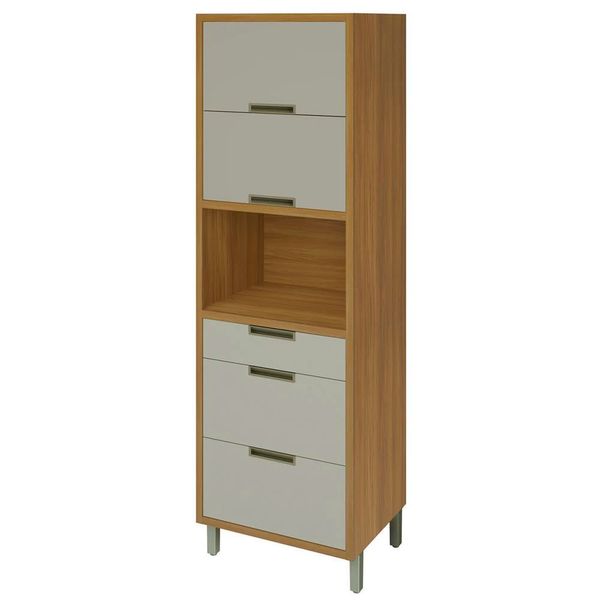 Paneleiro Nesher Imperatriz 2 Portas 3 Gavetas 70cm Freijó com Off White