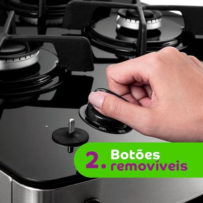 Fogão 4 Bocas CFO4VAR Trempe de Ferro Fundido e Mesa de Vidro Consul Inox / Bivolt