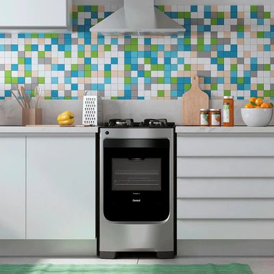 Fogão 4 Bocas CFO4VAR Trempe de Ferro Fundido e Mesa de Vidro Consul Inox / Bivolt