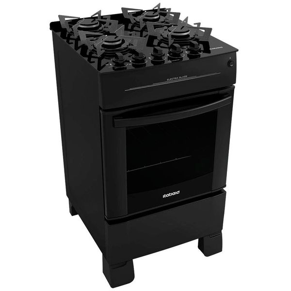 Fogão Itatiaia 4 Bocas Electra Glass com Mesa de Vidro Temperado e Acendimento Automático Preto / Bivolt