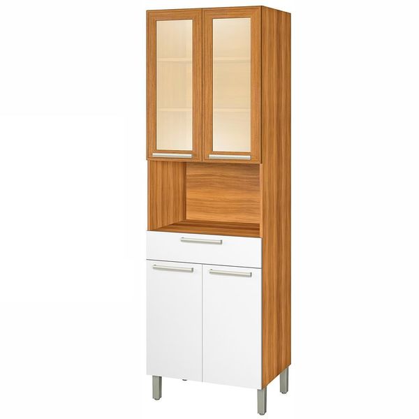 Paneleiro MDF Burguesa 4 Portas 1 Gaveta 5 Prateleiras Nesher Freijo com Branco Paneleiro MDF Burguesa 4 Portas 1 Gaveta 5 Prateleiras Nesher Freijo com Branco