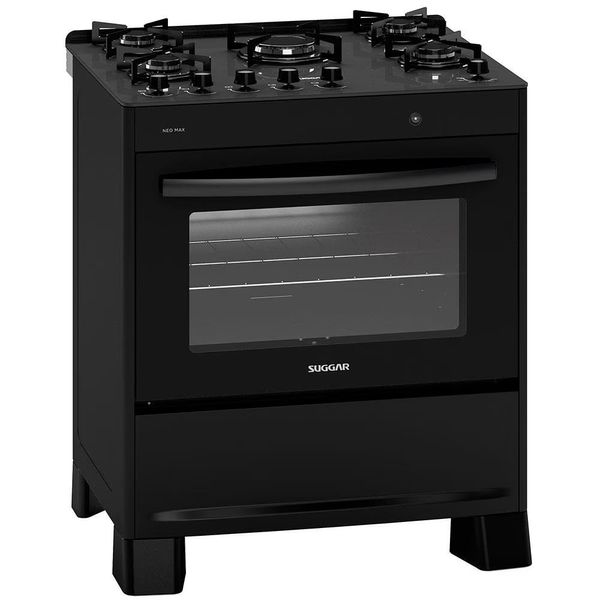 Fogão Suggar 5 Bocas Neo Max FGV503 com Mesa de Vidro Temperado e Acendimento Automático Preto / Bivolt Fogão Suggar 5 Bocas Neo Max FGV503 com Mesa de Vidro Temperado e Acendimento Automático Preto / Bivolt