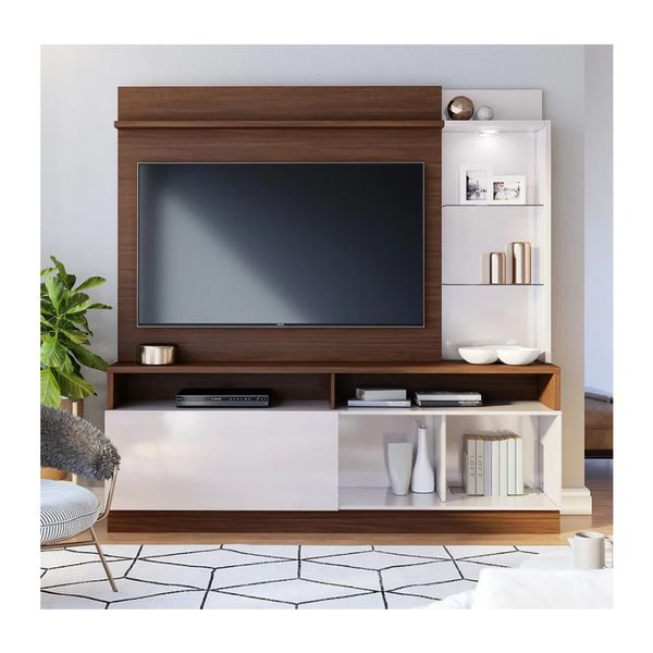 Estante Home Colibri Leblon para TV de até 58 Nogueira Real com Off White Estante Home Colibri Leblon para TV de até 58 Nogueira Real com Off White
