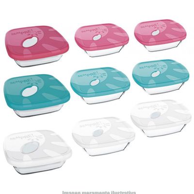 Conjunto de Assadeiras Refratárias Quadradas Sempre 3 Peças Transparente