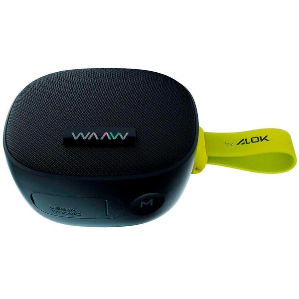 Caixa de Som Me 100SB Bluetooth Cartão de Memória e Resistente à Água Waaw by Alok Preto com Verde Caixa de Som Me 100SB Bluetooth Cartão de Memória e Resistente à Água Waaw by Alok Preto com Verde