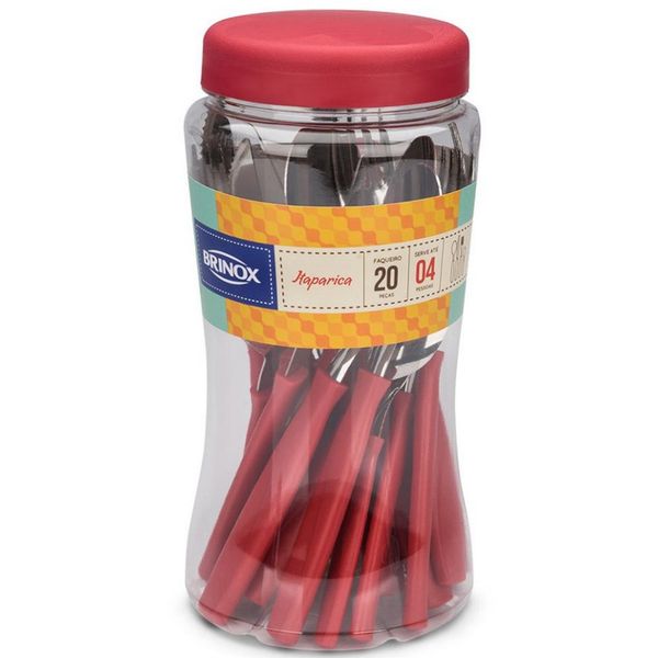 Faqueiro Brinox Aço Inox Itaparica 20 Peças Vermelho Faqueiro Brinox Aço Inox Itaparica 20 Peças Vermelho