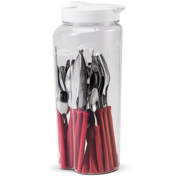 Faqueiro 20 Peças Brinox Itaparica em Inox e Polipropileno com Jarra Vermelho Faqueiro 20 Peças Brinox Itaparica em Inox e Polipropileno com Jarra Vermelho