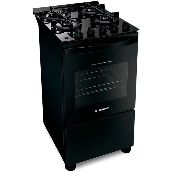 Fogão Brastemp 4 Bocas BFO4XAE com Mesa de Vidro Temperado e Dupla Chama Preto / Bivolt