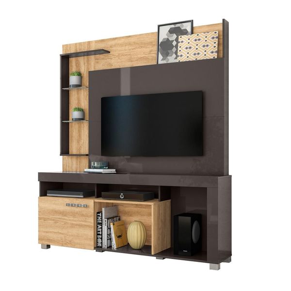 Estante Home Theater Ícaro para TV de até 50 Polegadas Madetec Titânio com Carvalho Estante Home Theater Ícaro para TV de até 50 Polegadas Madetec Titânio com Carvalho