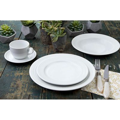 Aparelho de Jantar, Chá e Sobremesa 20 Peças Germer Chevron em Porcelana Branco