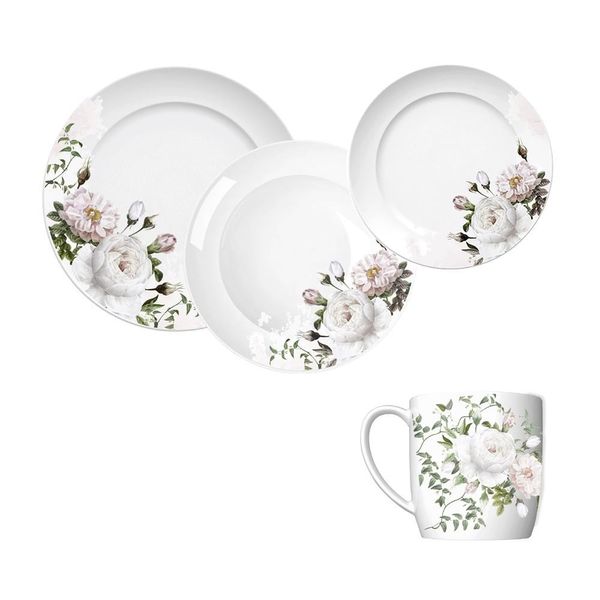 Aparelho de Jantar, Chá e Sobremesa 16 Peças Germer Garden em Porcelana Estampado Aparelho de Jantar, Chá e Sobremesa 16 Peças Germer Garden em Porcelana Estampado