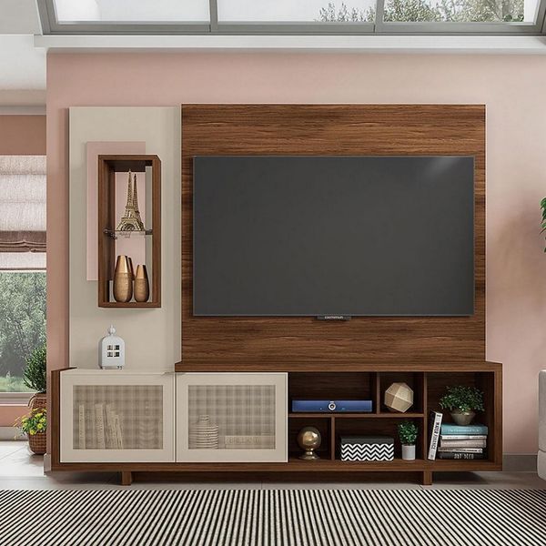 Estante Caemmun Linus para Tv até 65 Polegadas Wengue com Off White Estante Caemmun Linus para Tv até 65 Polegadas Wengue com Off White