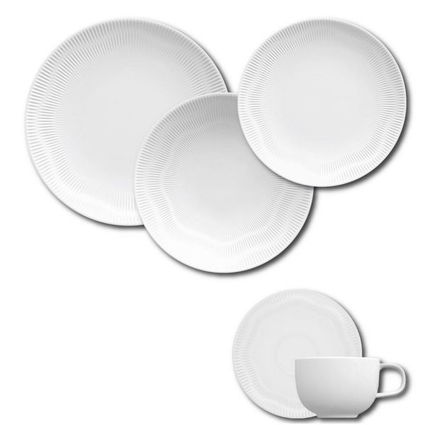 Aparelho de Jantar, Chá e Sobremesa 20 Peças Germer Shell em Porcelana Branco