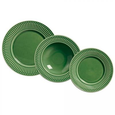 Aparelho de Jantar 18 Peças Porto Brasil Roma em Cerâmica Feldspática Verde