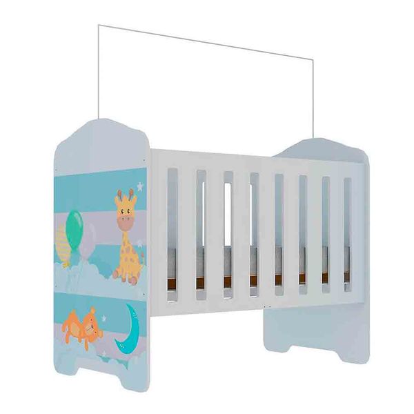 Conjunto Quarto Infantil Berço Cômoda Lua Mundo Encantado Gelius Branco Acetinado