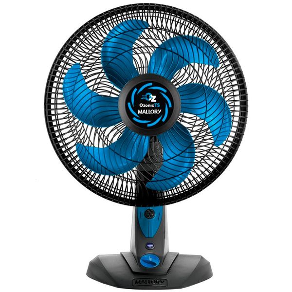 Ventilador de Mesa Ozônic TS 40CM 6 Pás 126W Mallory Preto e Azul / 110V