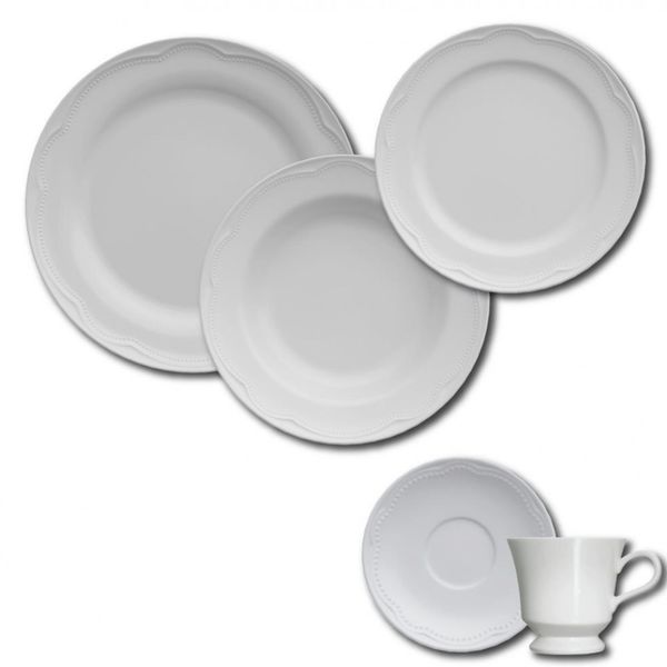 Aparelho de Jantar, Chá e Sobremesa 20 Peças Germer Cottage em Porcelana Branco Aparelho de Jantar, Chá e Sobremesa 20 Peças Germer Cottage em Porcelana Branco