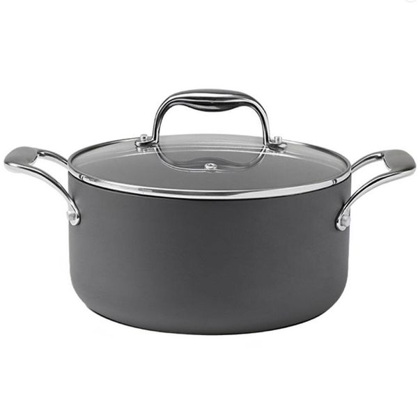 Caçarola com Tampa de Vidro Diamond Antiaderente Indução 22CM Brinox Cinza
