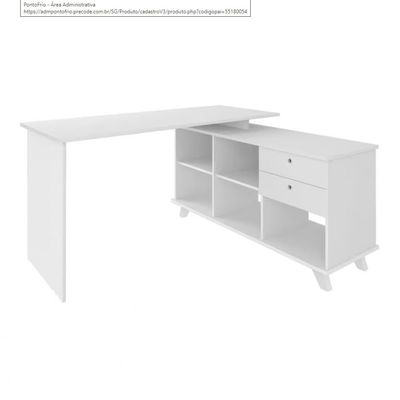 Escrivaninha Artany Gold com 2 Gavetas e 5 Nichos Branco