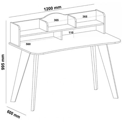 Escrivaninha Artely Sofia com Nichos 120cm de largura Branco Fosco