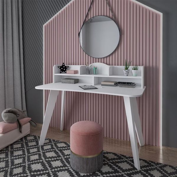 Escrivaninha Artely Sofia com Nichos 120cm de largura Branco Fosco