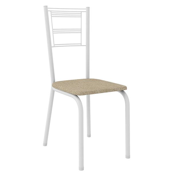 Cadeira Fabone Cuiabá New Tubular Branco com Bege Cadeira Fabone Cuiabá New Tubular Branco com Bege