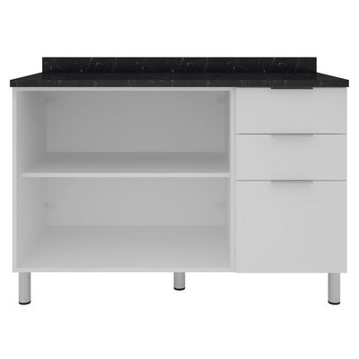 Cozinha Bartira Rubi com 6 Portas, 5 Gavetas e 4 Prateleiras - 4 Peças Branco