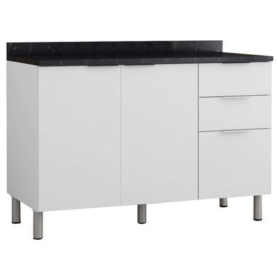 Cozinha Bartira Rubi com 6 Portas, 5 Gavetas e 4 Prateleiras - 4 Peças Branco