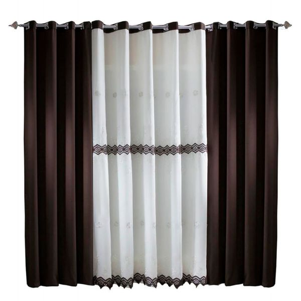Cortina Casa D`oro Sala Quebec 300x250 cm - Branco com Marrom