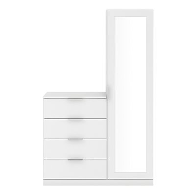 Cômoda Sapateira Versatti com 4 Gavetas 1 Porta e Espelho Bartira Branco
