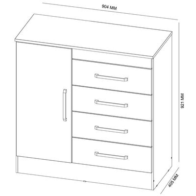 Cômoda Montevidéu com 4 Gavetas e 1 Porta Demóbile Branco com Rosa