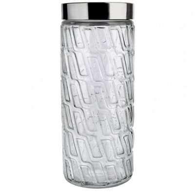 Pote Redondo Euro Home Mosaico em Vidro e Inox 2 L Transparente