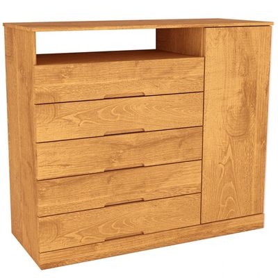Cômoda Braga 5 Gavetas e 1 Porta Made Marcs Peroba