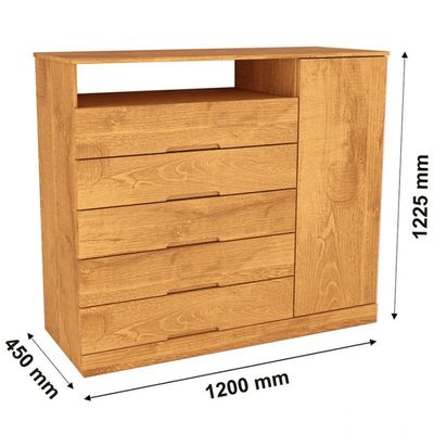 Cômoda Braga 5 Gavetas e 1 Porta Made Marcs Peroba