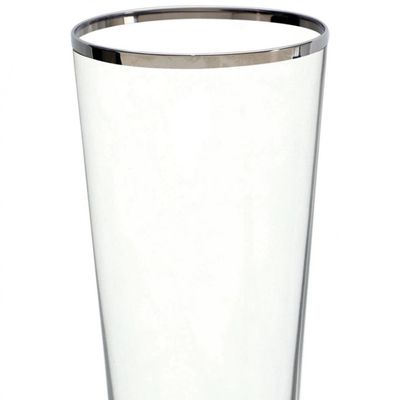 Conjunto de Taças para Champanhe Bohemia Bella Decorada 205 ml em Cristal Ecológico Platinum Rim 6 Peças Transparente