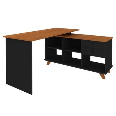 Escrivaninha Artany Gold com 2 Gavetas e 5 Nichos Freijó com Preto