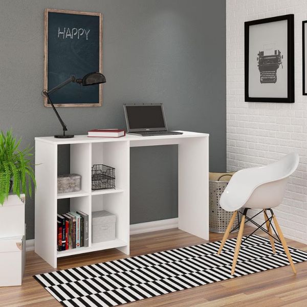 Escrivaninha Artely Matrix com 4 Nichos 110cm de Largura Branco Fosco