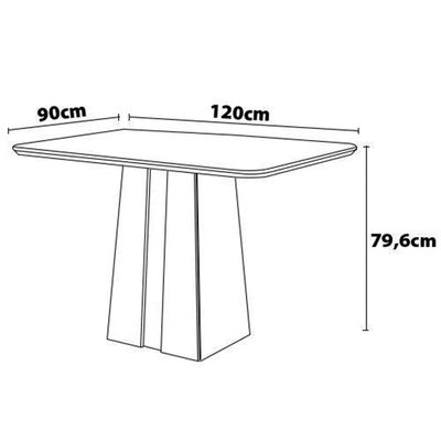 Mesa de Jantar Raquel com Tampo de Vidro 79,6 x 120 x 90cm DJ Móveis Ginger/Off White/Moca