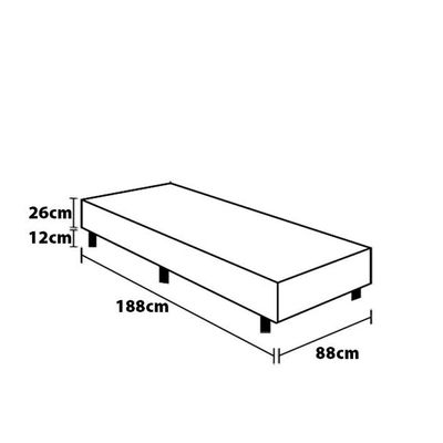 Base Box para Colchão de Solteiro Hellen Titanium 38x88x188cm Cinza e Preto