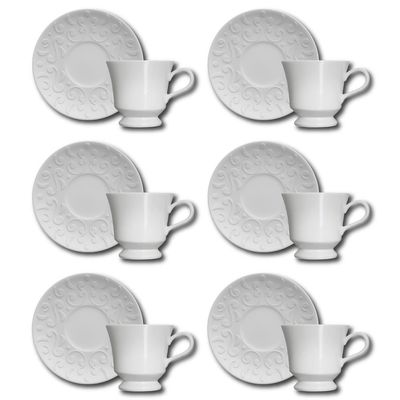 Conjunto de Xícaras para Chá Germer Tassel em Porcelana 240 ml 6 Peças Branco