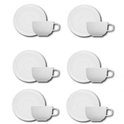 Conjunto de Xícaras para Chá Germer Shell em Porcelana 240 ml 6 Peças Branco