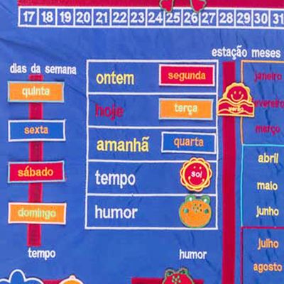 Calendário Bordado Português - Antialérgico - Colorido - 72 cm - CAS Brinquedos